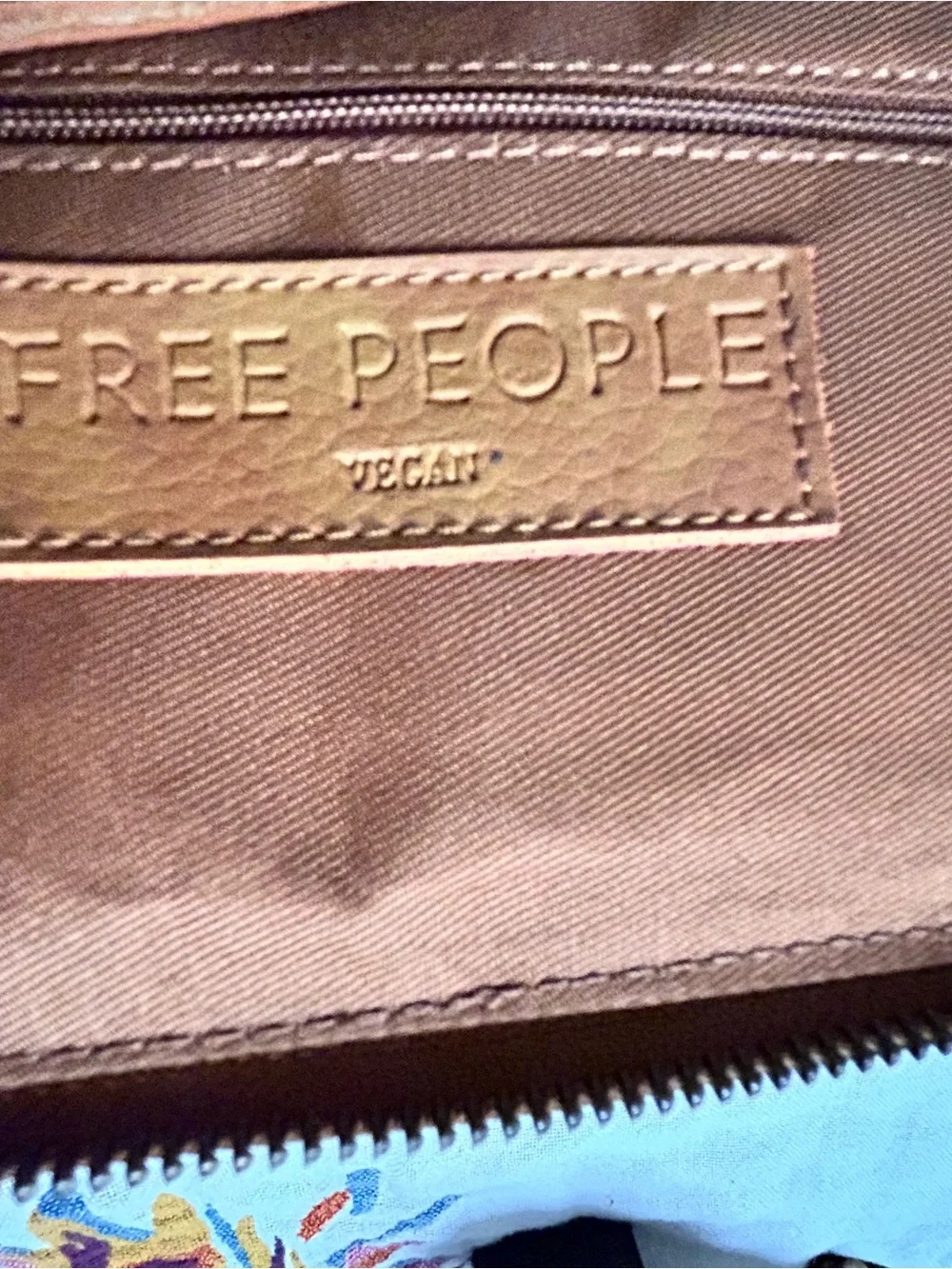 Free People Tan Leather Wristlet Clutch
